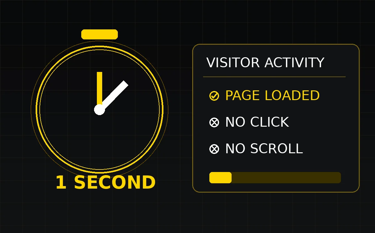 One-second bot visits leaving a page without meaningful interaction